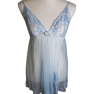 ! S O L D ! NWOT Frederick's of Hollywood Medium Baby Blue Baby Doll Slip Dress